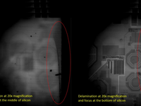 Delamination at the middle and bottom of silicon