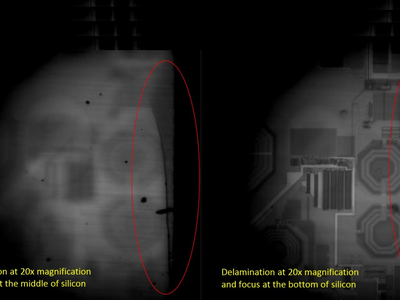 Delamination at the middle and bottom of silicon