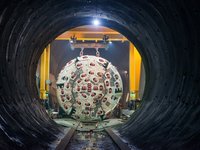 Tunnel boring machine (TBM) at the Brenner Base Tunnel in the Austrian Alps.