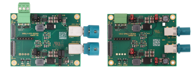 GMSL2 Deserializer Board STP (left) and Coax (right)